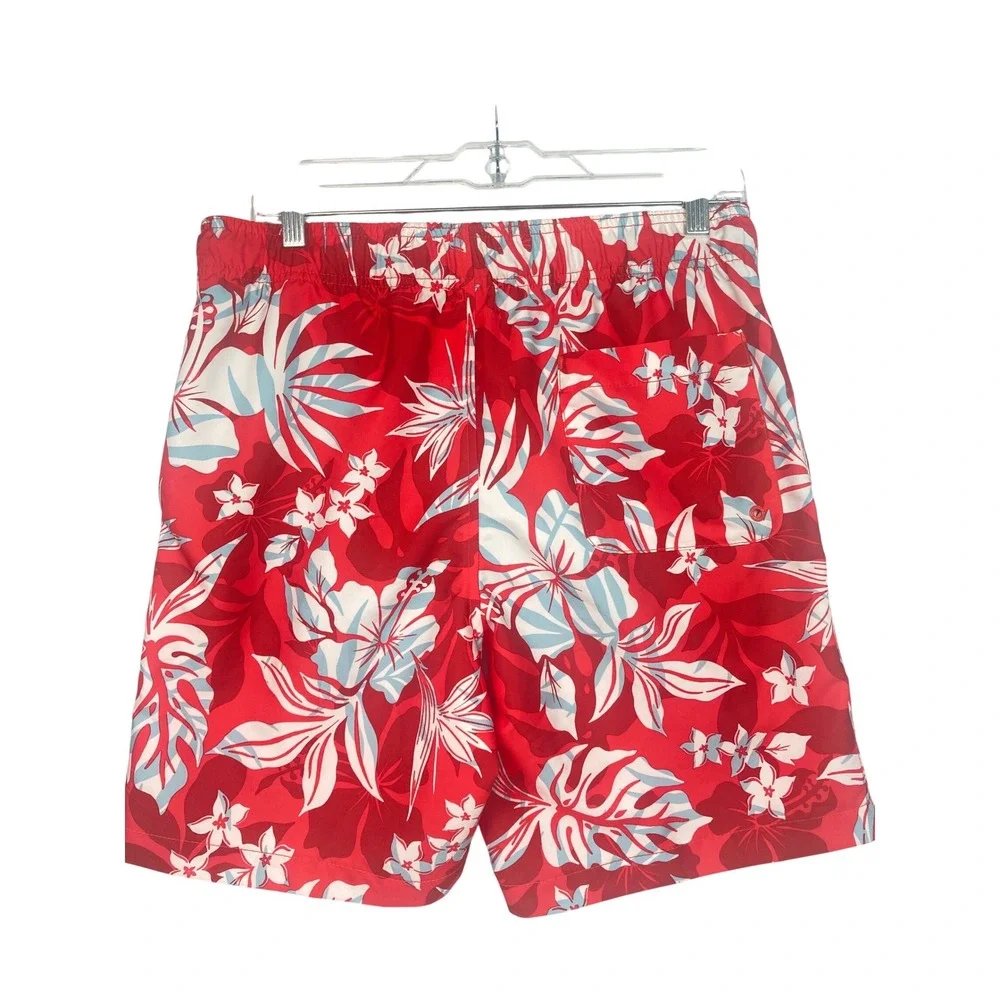 Speedo Swim Trunks Men's‎ Medium Red Tropical Floral Board Shorts